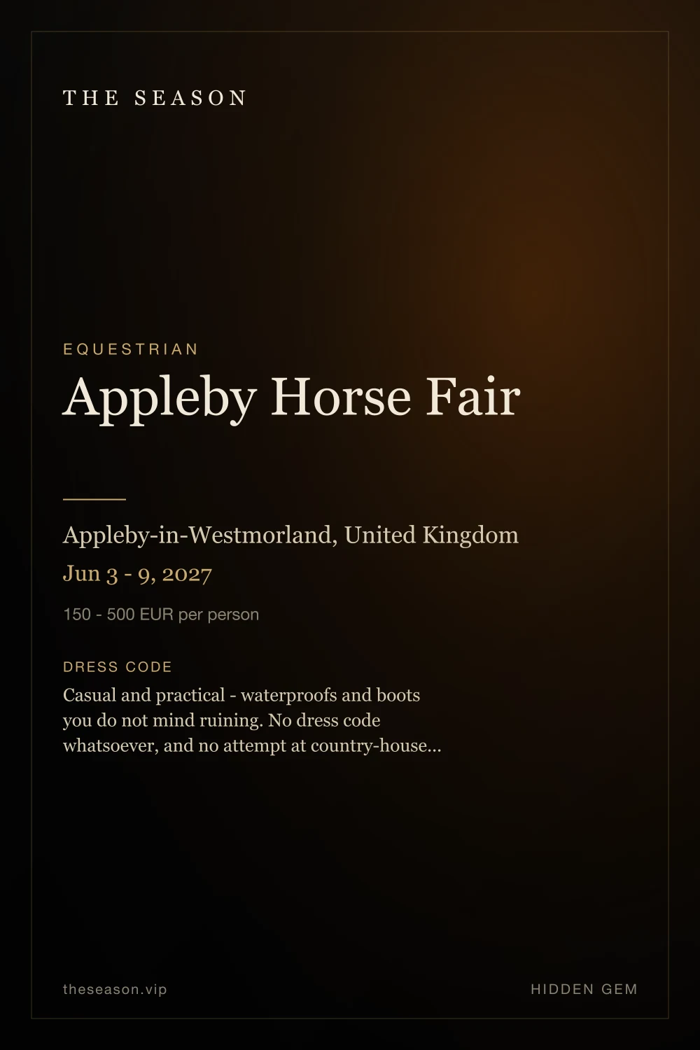 Appleby Horse Fair, Appleby-in-Westmorland, United Kingdom, Jun 3 - 9, 2027