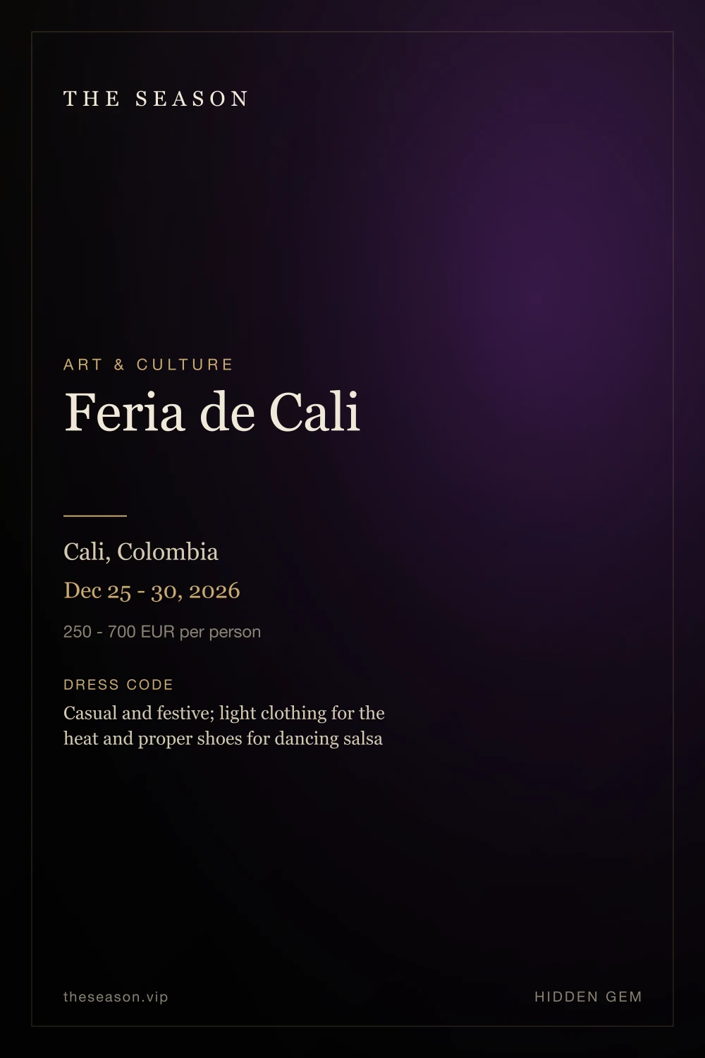 Feria de Cali, Cali, Colombia, Dec 25 - 30, 2026