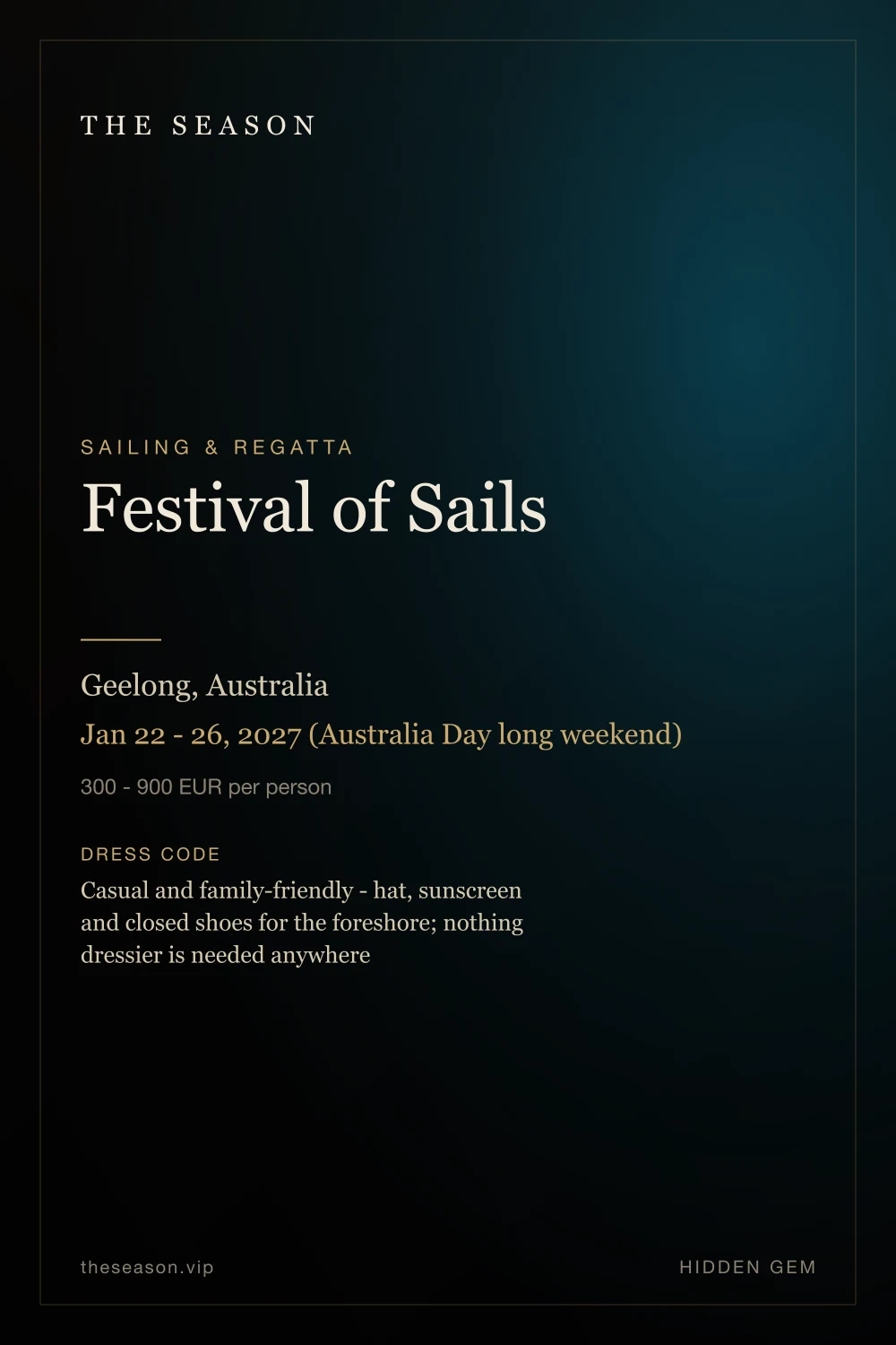 Festival of Sails, Geelong, Australia, Jan 22 - 26, 2027 (Australia Day long weekend)