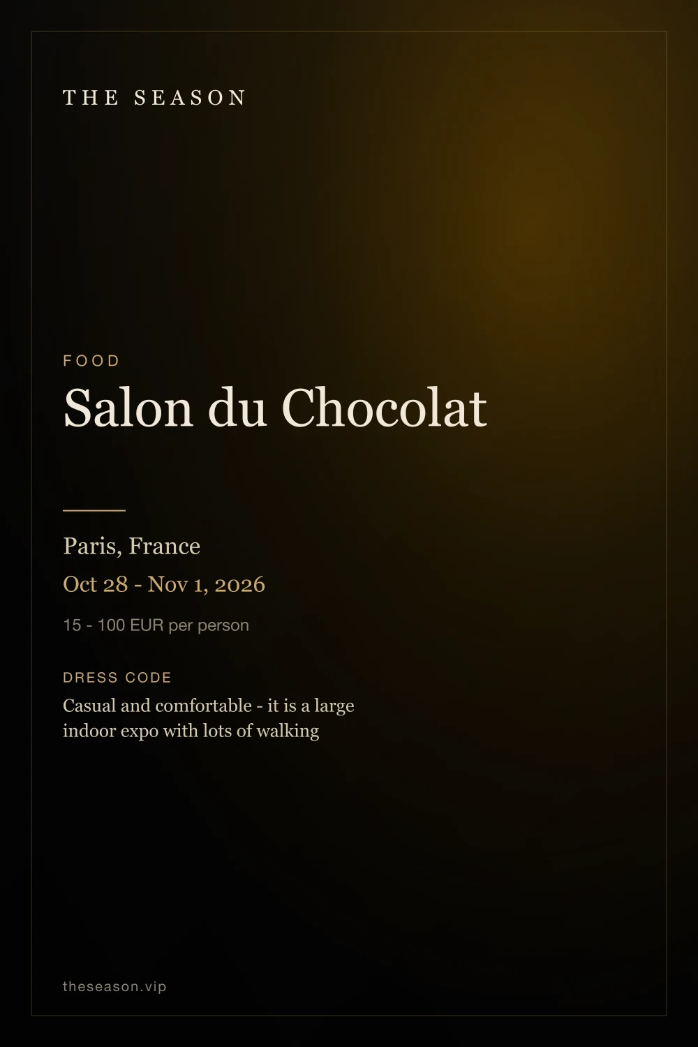Salon du Chocolat, Paris, France, Oct 28 - Nov 1, 2026