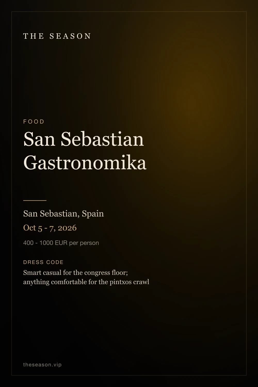 San Sebastian Gastronomika, San Sebastian, Spain, Early Oct 2027 (dates TBC)