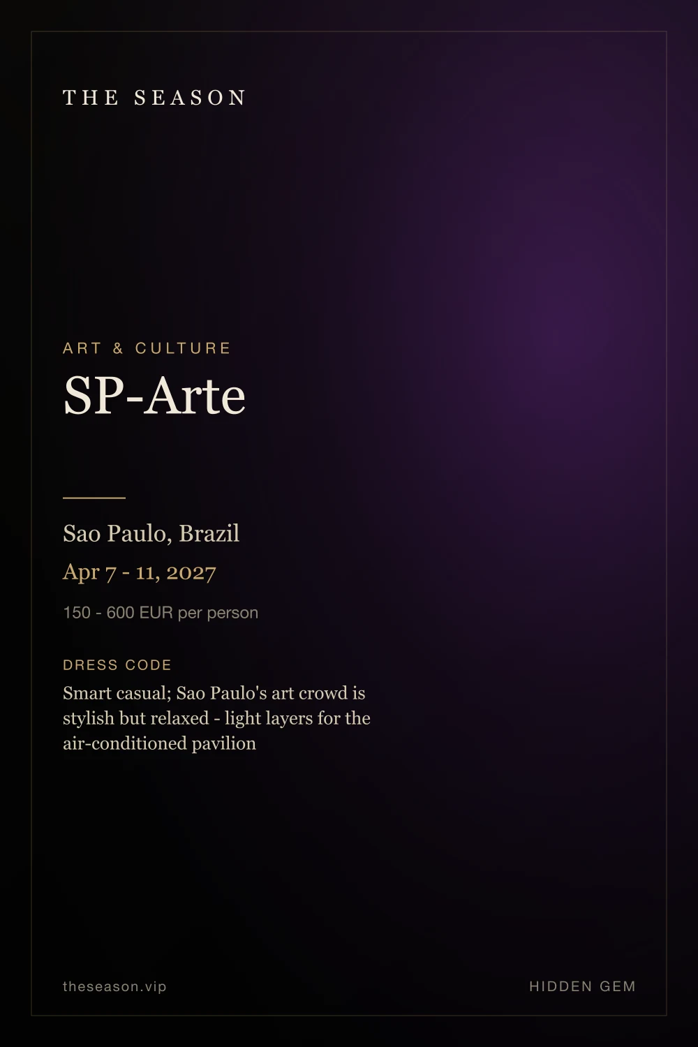 SP-Arte, Sao Paulo, Brazil, Apr 7 - 11, 2027