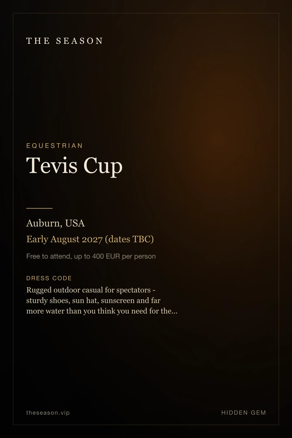 Tevis Cup, Auburn, USA, Jul 17, 2027