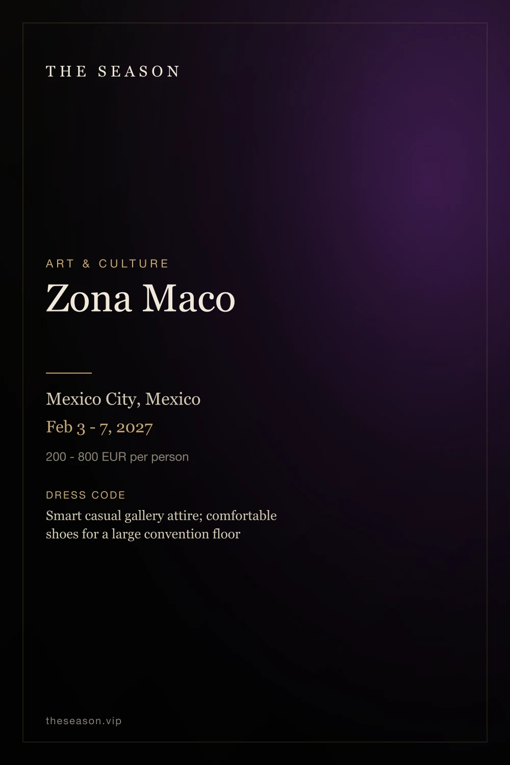 Zona Maco, Mexico City, Mexico, Feb 3 - 7, 2027